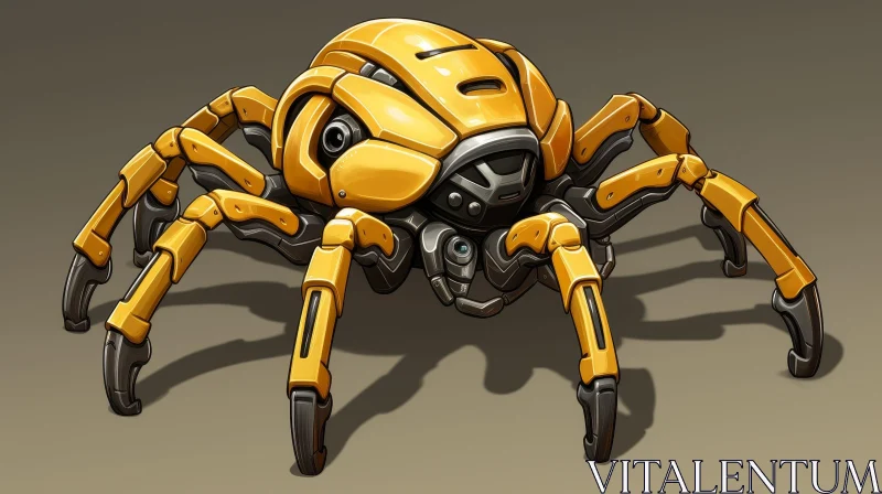 Yellow Robot Spider Digital Painting AI Image