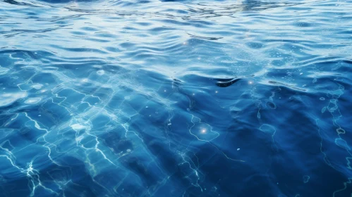 Clear Blue Water Surface with Sunlight Reflection
