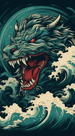 Fierce Wolf Digital Illustration in Stormy Setting