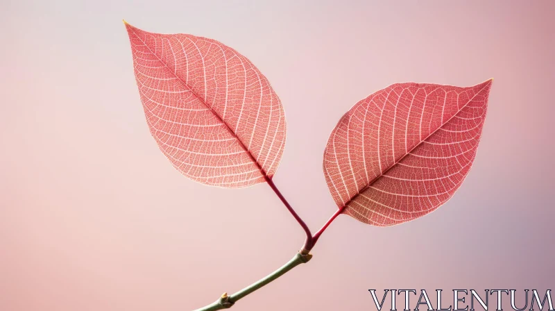 Intricate Red Leaves Close-Up AI Image