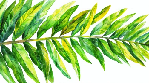 Realistic Watercolor Painting of Tropical Leaf