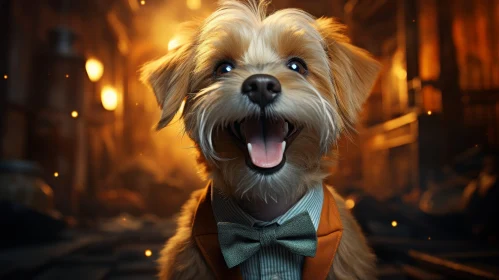 Smiling Dog in Bow Tie - Cute Pet Photo