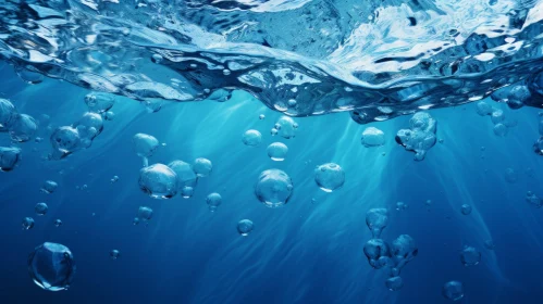 Tranquil Underwater Scene with Sunlight and Air Bubbles