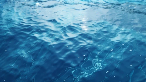Blue Ocean Surface with Sun Reflection