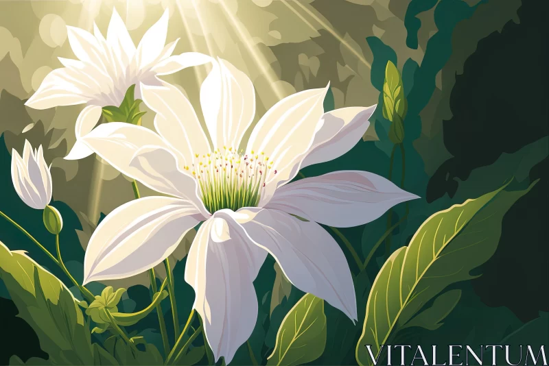 Captivating White Flowers: A Vibrant Art Nouveau Masterpiece AI Image