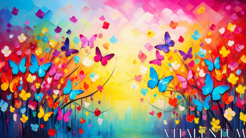 AI ART Colorful Butterfly Garden Painting