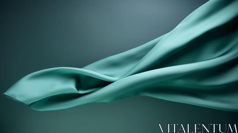 Ethereal Turquoise Silk Fabric on Dark Green Background AI Image