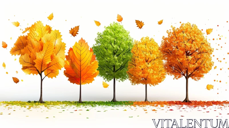 Four Trees in Different Seasons - Nature's Beauty Captured AI Image