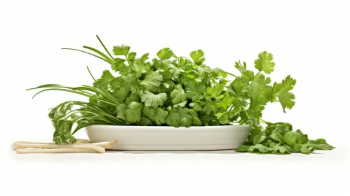 Fresh Green Herbs on White Table