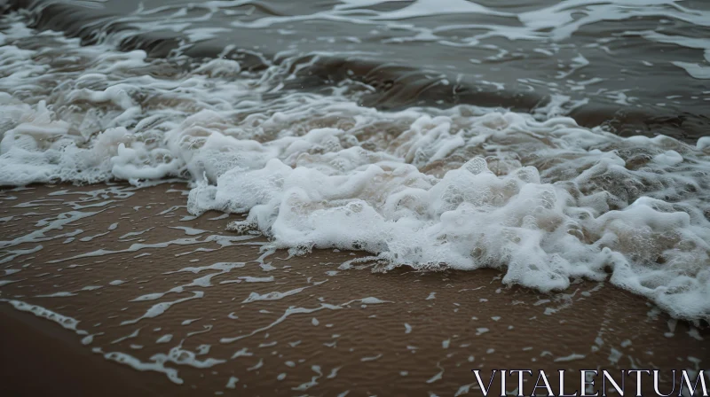 AI ART Powerful Wave Crashing on Sandy Beach