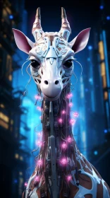 Robotic Giraffe in Futuristic City