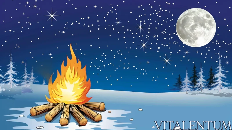 Cartoon Bonfire Night Illustration AI Image