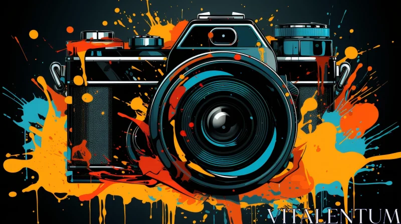 Colorful Camera Painting in Abstract Style AI Image