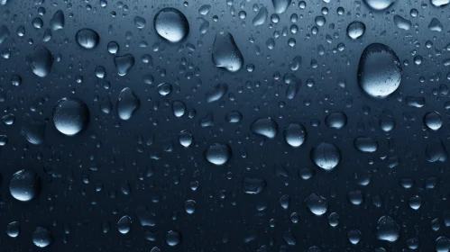 Dark Blue Water Droplets Close-up