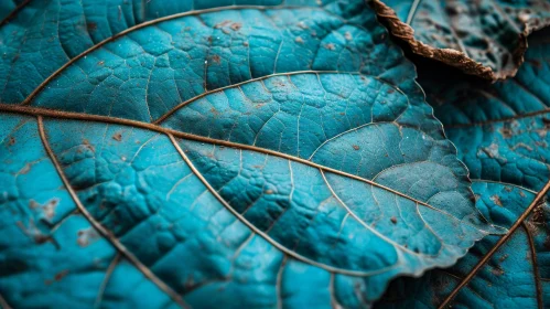 Detailed Blue Leaf Texture Close-Up