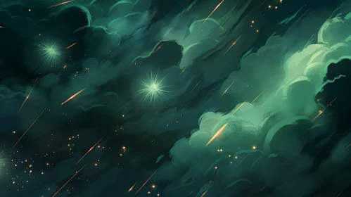 Enchanting Night Sky with Falling Stars