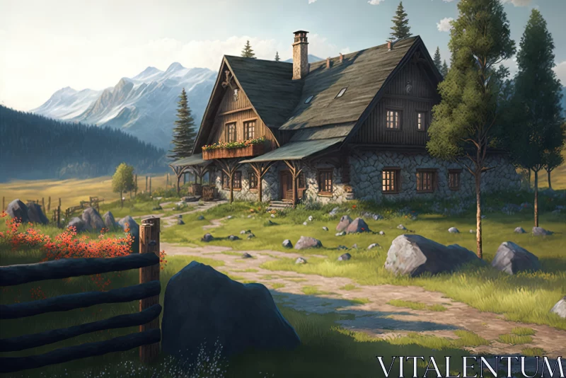 Highly Detailed House in the Country - Whistlerian Landscape AI Image