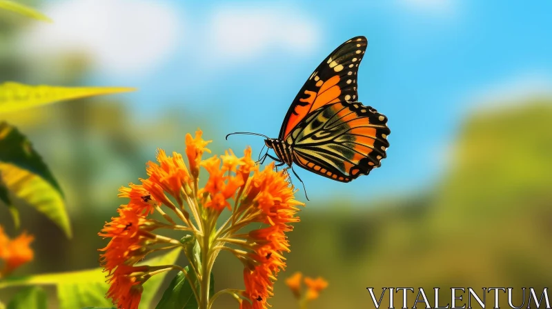 AI ART Orange Butterfly on Flower: Close-up Nature Image