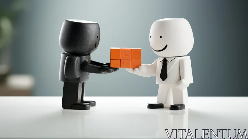 AI ART Plastic Toy Businessmen Figurines Interaction