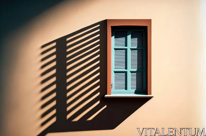 Captivating Shadow of Window Shutter on Tan House in Greece AI Image