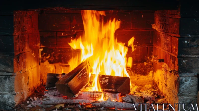 Cozy Fireplace Scene - Warmth and Flames AI Image