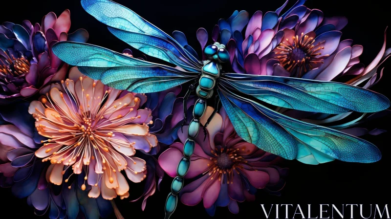 Dragonfly on Flower - Stunning 3D Nature Art AI Image