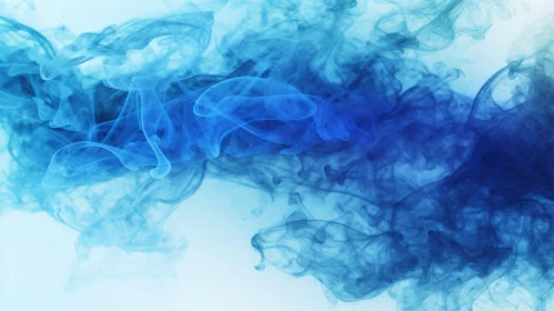 Enigmatic Blue Smoke Cloud Vortex on White Background