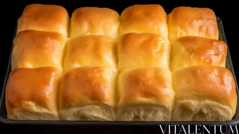 AI ART Freshly Baked Golden-Brown Bread Rolls on Baking Tray