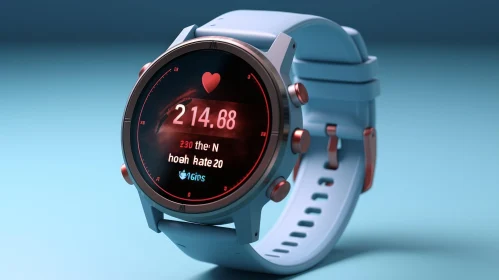Smartwatch 3D Rendering - Time & Fitness Metrics Display