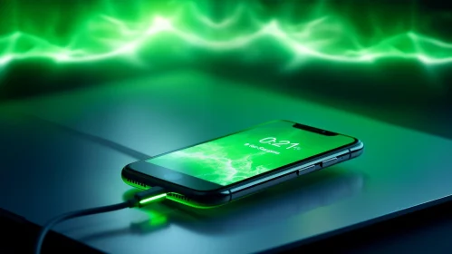 Wireless Charging Smartphone with Green Light - 02:21 Display