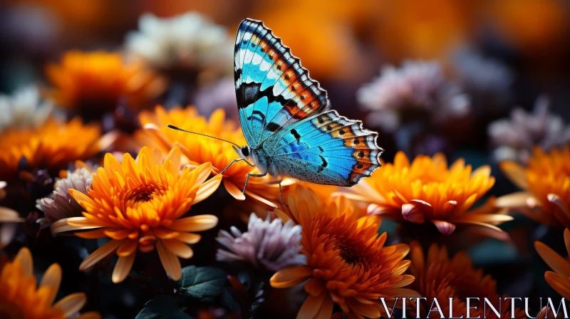 AI ART Blue and Orange Butterfly on Yellow Flower