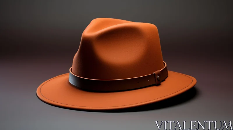 Brown Fedora Hat 3D Rendering on Dark Gray Surface AI Image