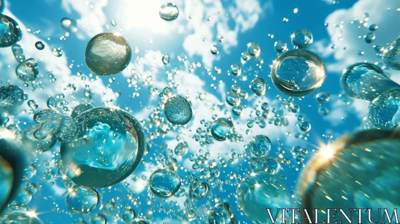 Enchanting Bubbles in Blue Water AI Image