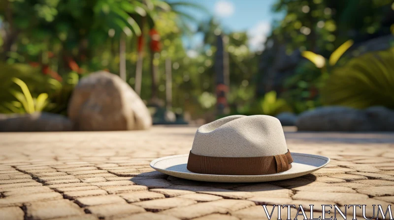 Panama Hat in Tropical Setting - 3D Rendering AI Image