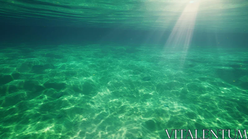 Underwater Lake Scene with Sunlight Rays AI Image