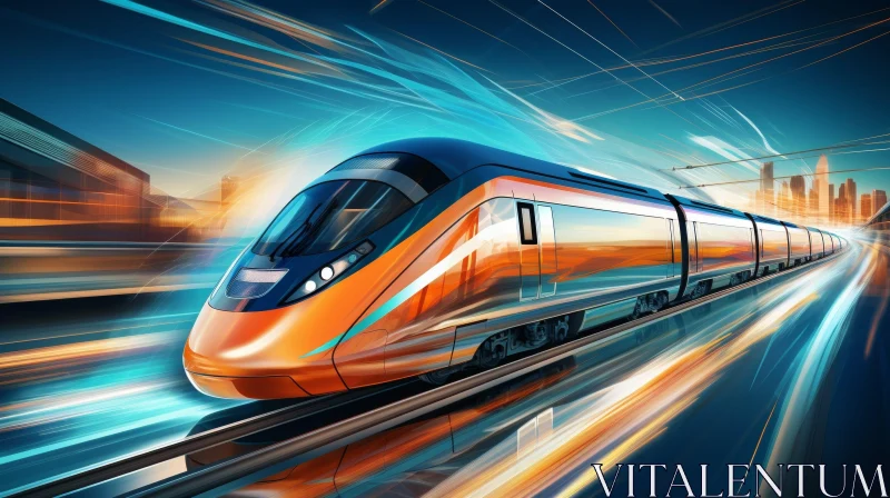 AI ART Urban High-Speed Train Motion | Cityscape Speed Image