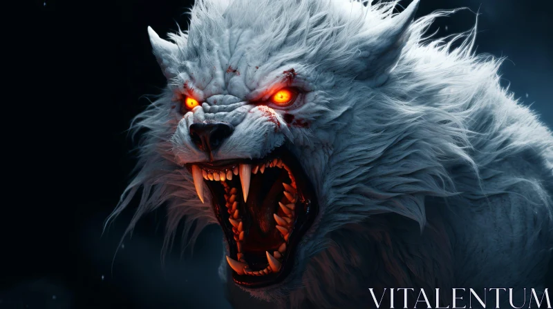 Werewolf Howling at Moon - Digital Painting AI Image