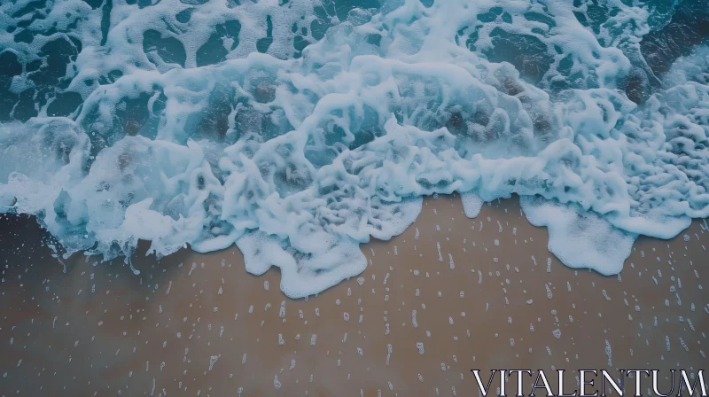 AI ART Crashing Wave on Sandy Beach - Nature Photography