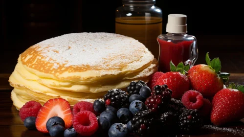 Delicious Pancakes with Berries and Syrup