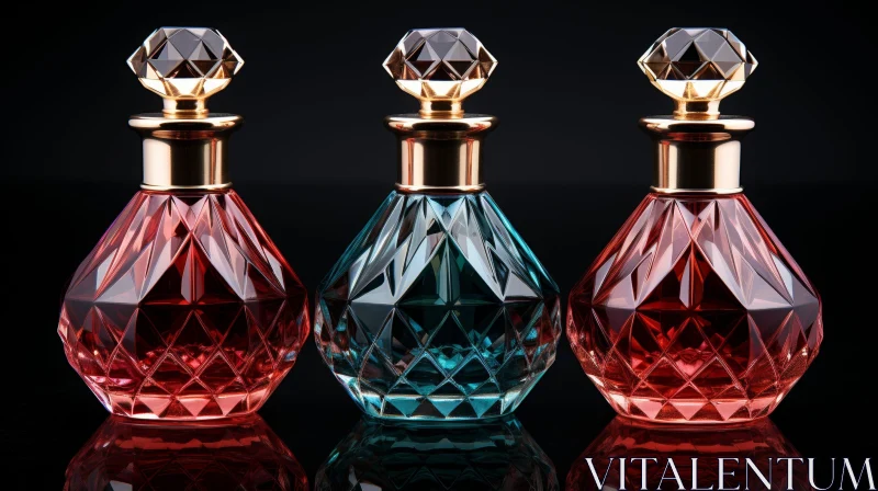 AI ART Elegant Glass Perfume Bottles Trio