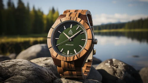 Exquisite Wooden Wristwatch by the Lake