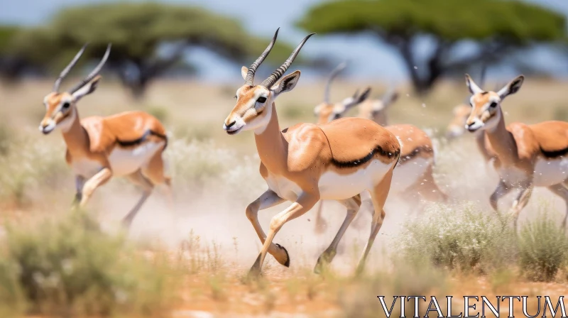 Graceful Gazelles Running in Nature AI Image