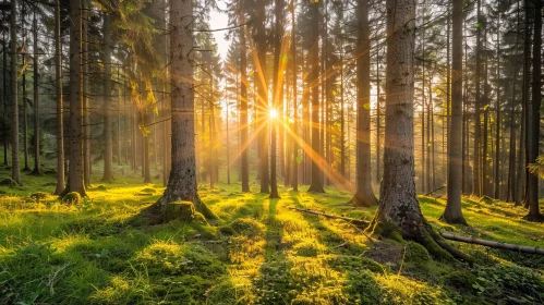 Green Forest with Tall Trees and Sunlight | Peaceful Nature Scene
