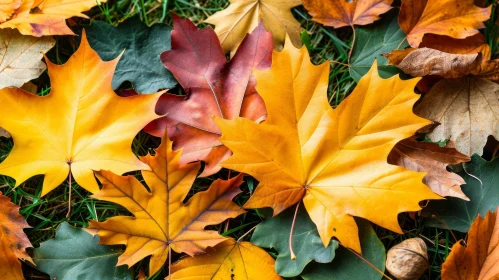 Vivid Autumn Leaves Close-Up Photography