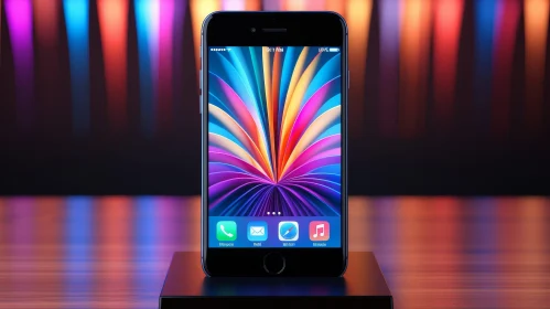 Colorful Gradient Smartphone on Black Table