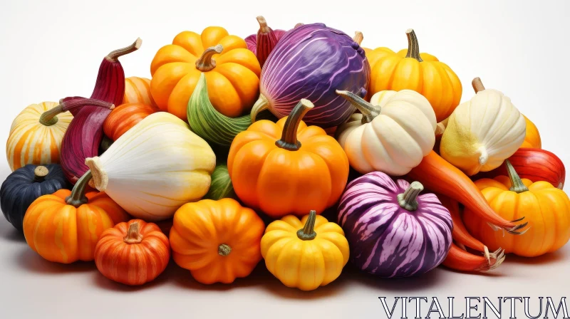 Colorful Pumpkins and Squashes - Harvest Vegetables AI Image