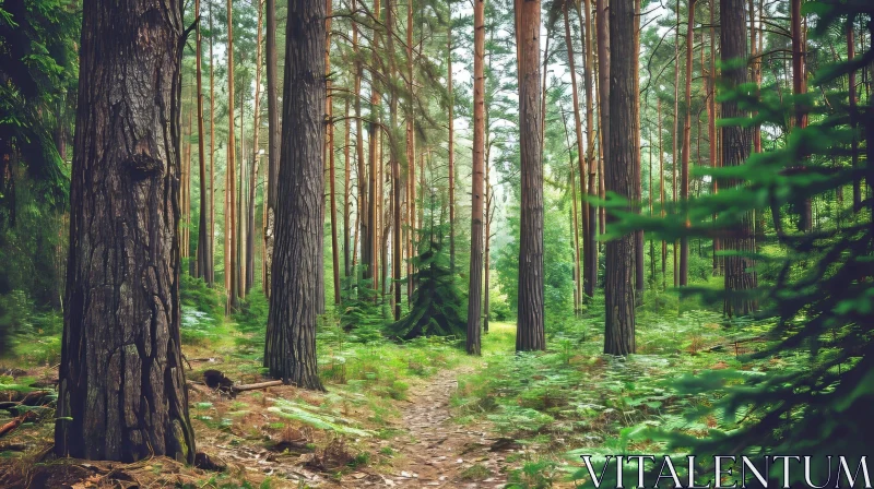Enchanting Pine Forest Scene AI Image