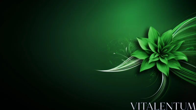 Green Flower 3D Rendering Background AI Image