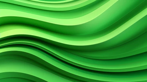 Green Wavy Shapes: Abstract 3D Rendering Background