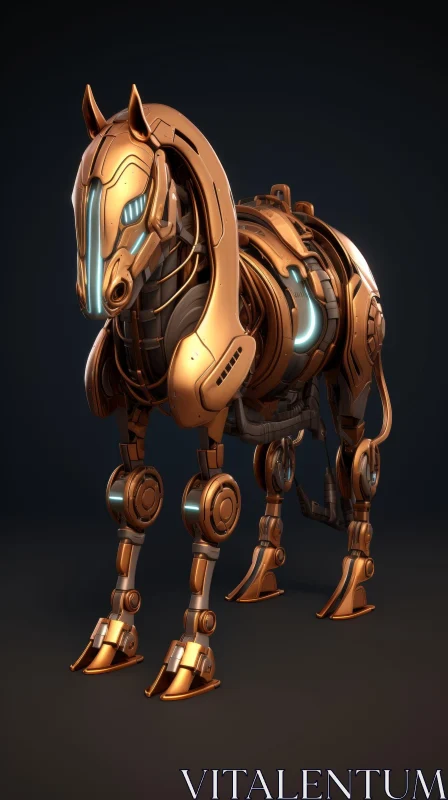 Metallic Robotic Horse - Detailed 3D Rendering AI Image